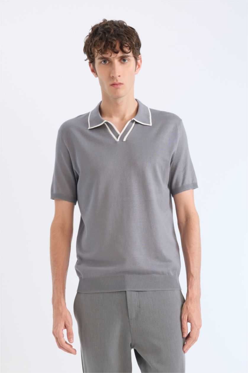 Мужчины Серый Футболка-поло стандартного кроя из трикотажа