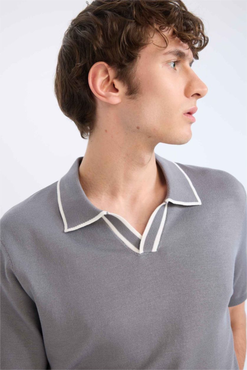 Мужчины Серый Футболка-поло стандартного кроя из трикотажа