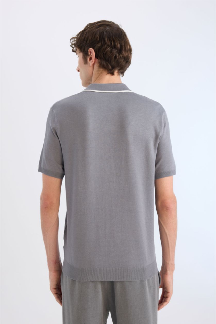 Мужчины Серый Футболка-поло стандартного кроя из трикотажа