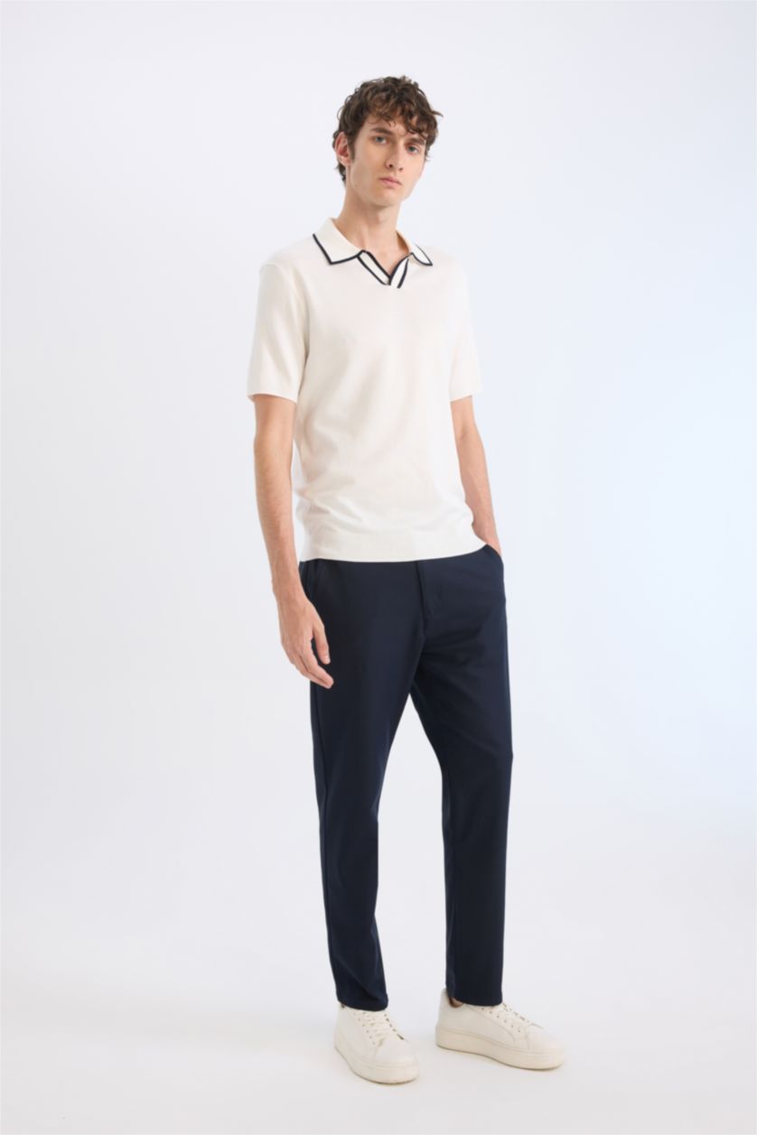 Man White Standard Fit Polo Collar Knitwear Polo T-Shirt