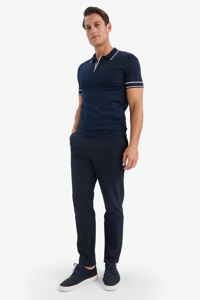 MAN NAVY Standard Fit Short Sleeve Knitwear Polo T-Shirt