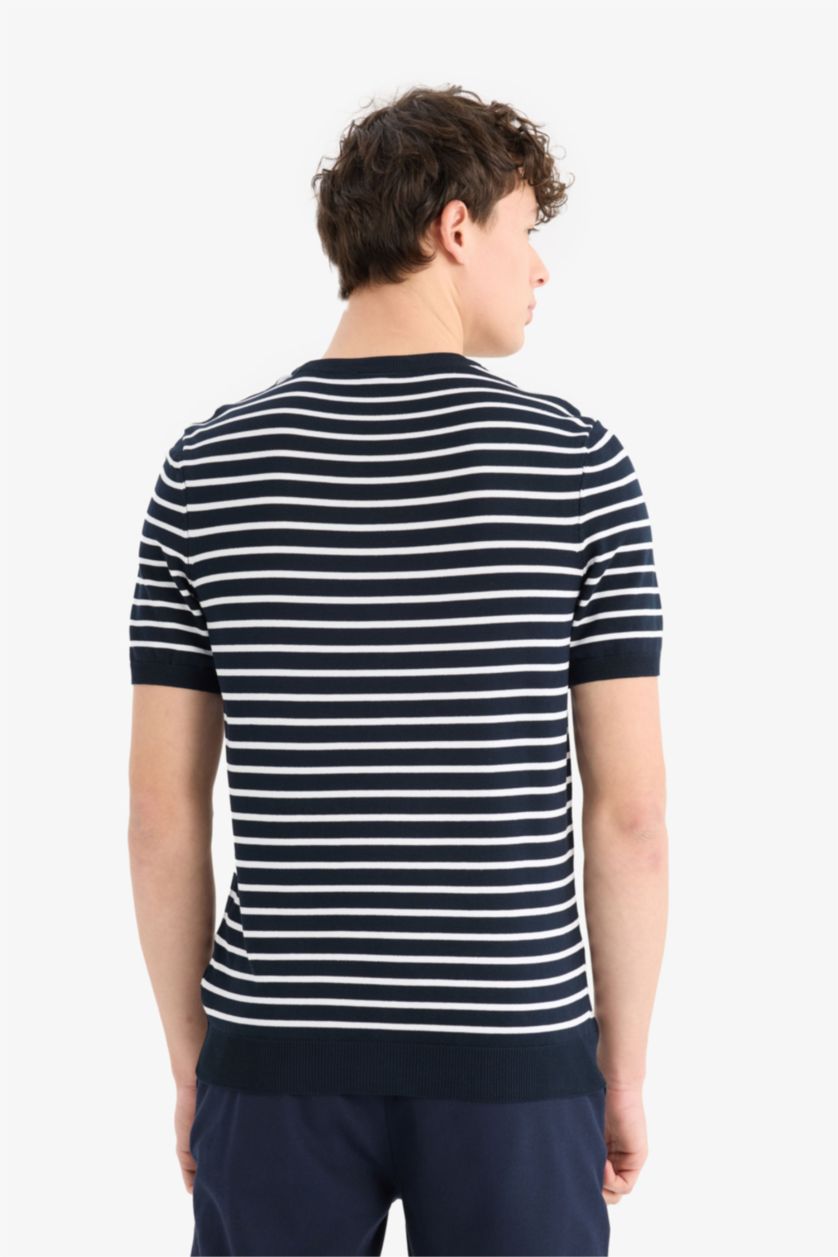 رجالي كحلي Standard Fit Knitwear Short Sleeve T-Shirt