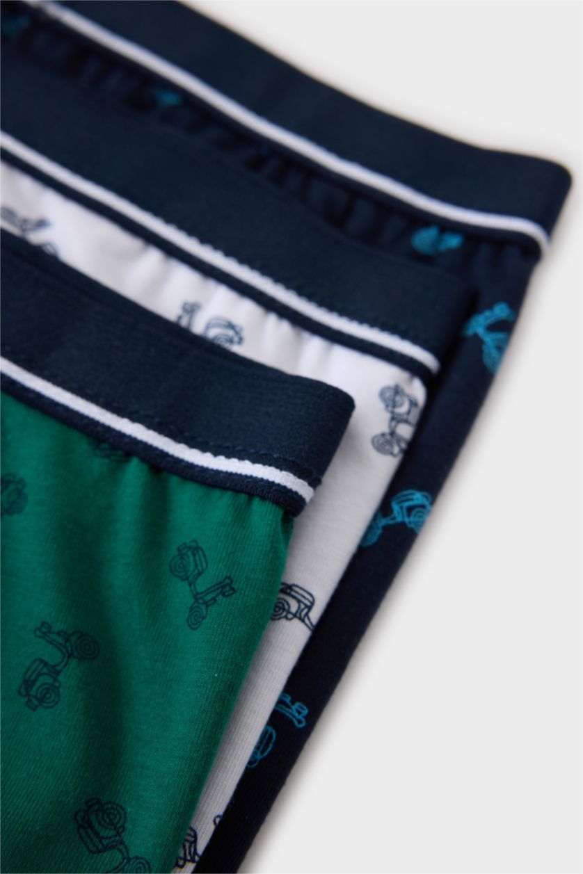 Erkek Çocuk - Genç Erkek Lacivert Erkek Çocuk Desenli 3'lü Boxer