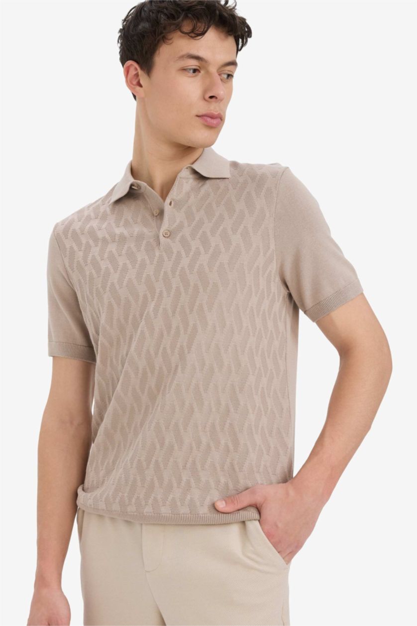 MAN Light Khaki Standard Fit Polo Collar Knitwear Polo T-Shirt