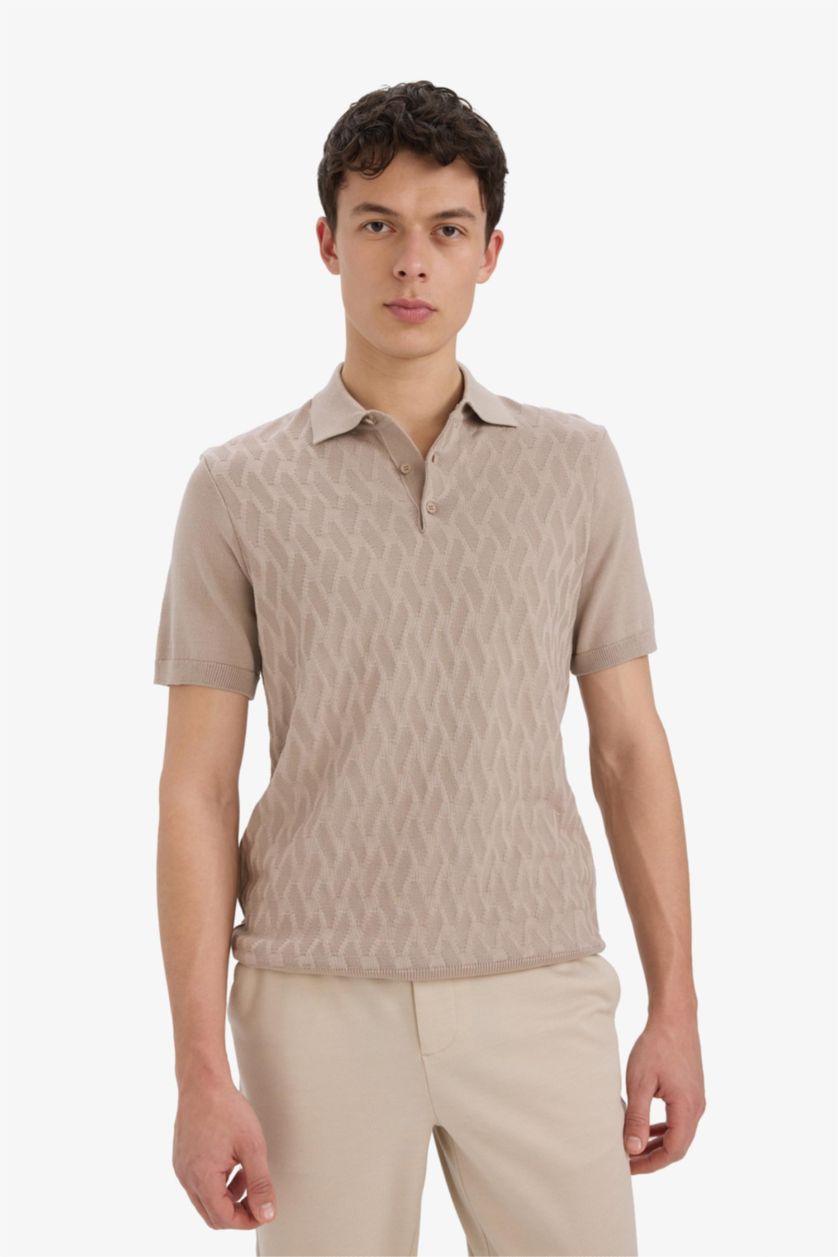 MAN Light Khaki Standard Fit Polo Collar Knitwear Polo T-Shirt
