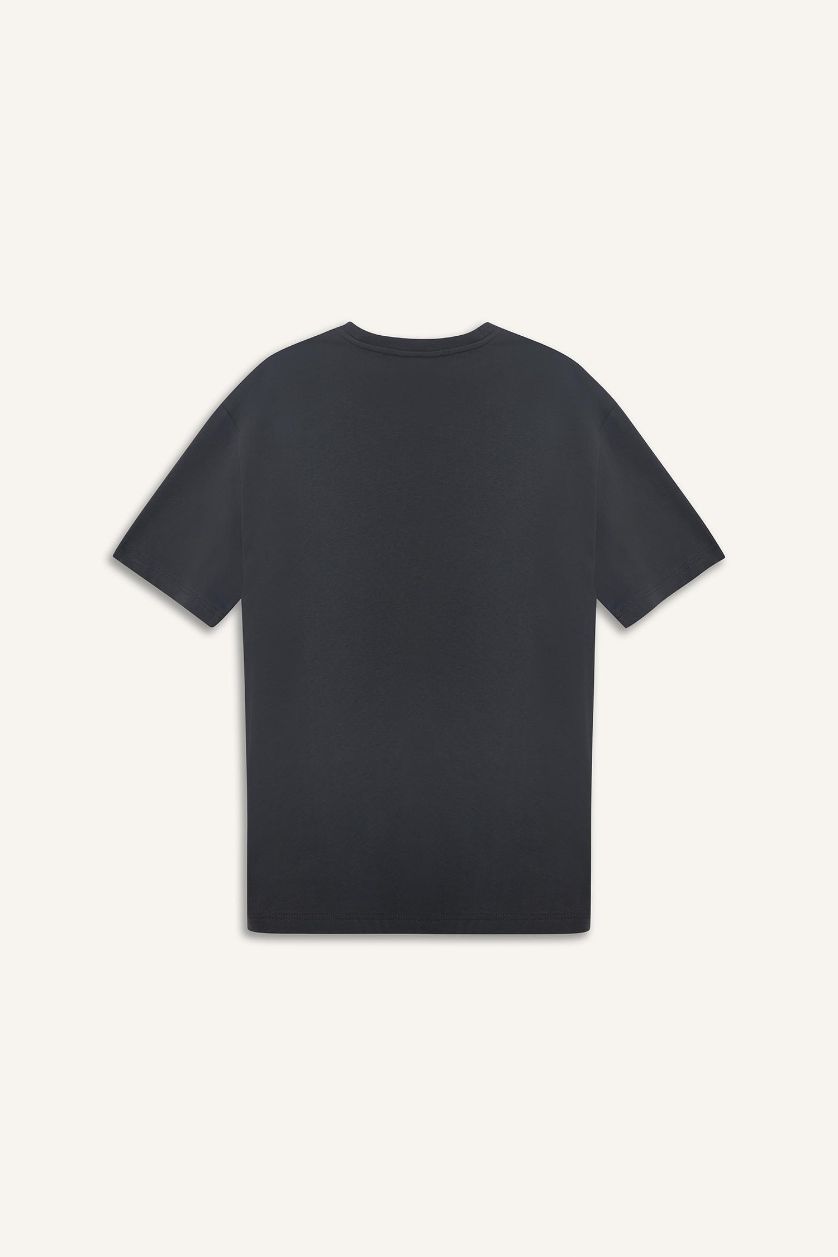 Erkek Antrasit %100 Pamuk Deadpool Regular Fit Bisiklet Yaka Kısa Kollu Tişört