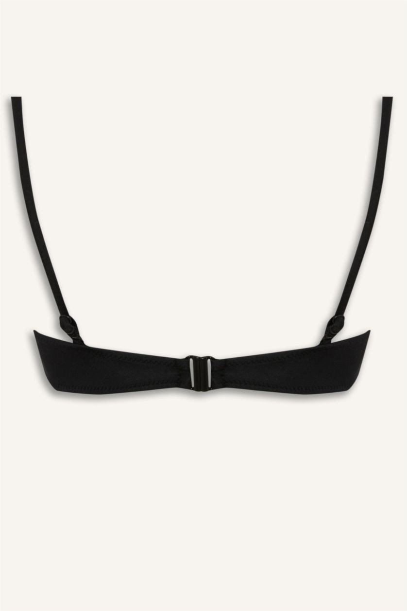 Kadın Siyah Regular Fit Nakışlı Bikini Üstü