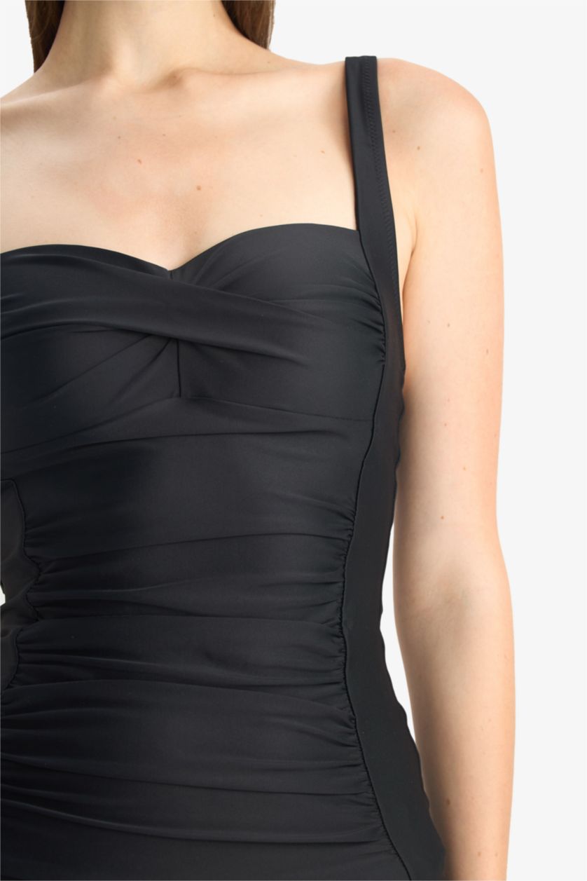 Kadın Siyah Regular Fit Askılı Tankini-Fall in Love