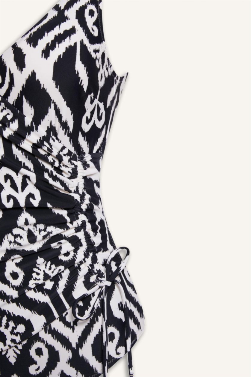 Әйелдерге қара Regular Fit этникалық өрнекті суға шомылу киімі