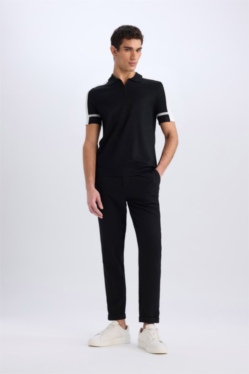 Мужчины Черный Стандартная посадка, поло с короткими рукавами, трикотажная футболка