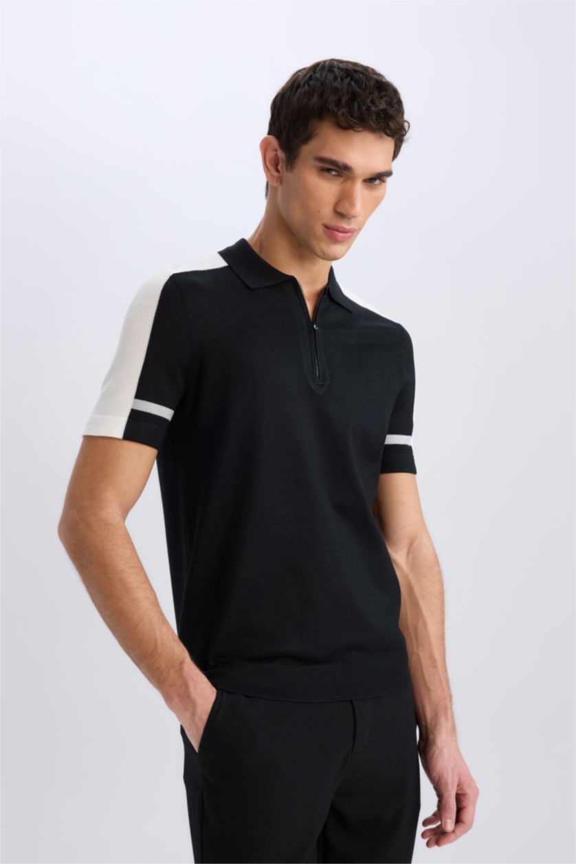 Мужчины Черный Стандартная посадка, поло с короткими рукавами, трикотажная футболка
