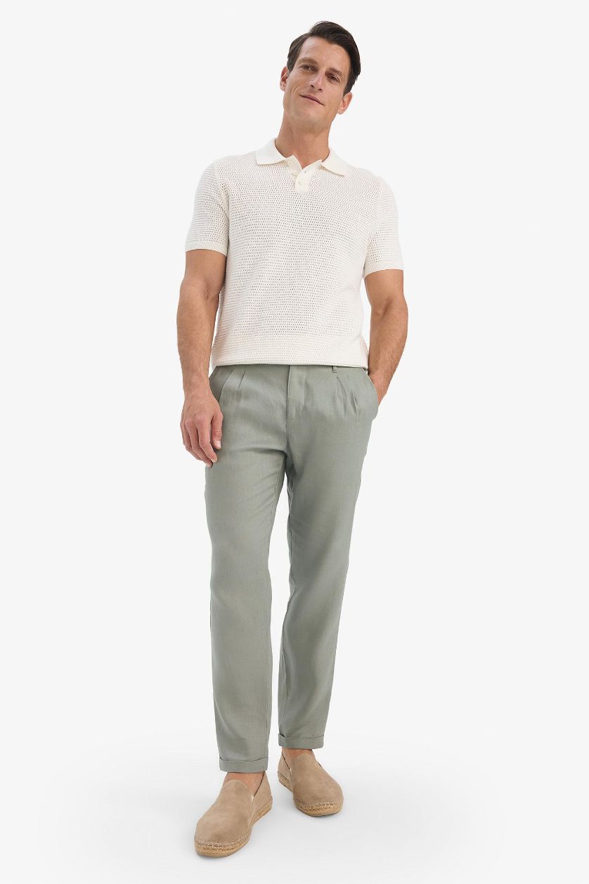 MAN Ecru Standard Fit Short Sleeve Knitwear Cotton Polo T-Shirt