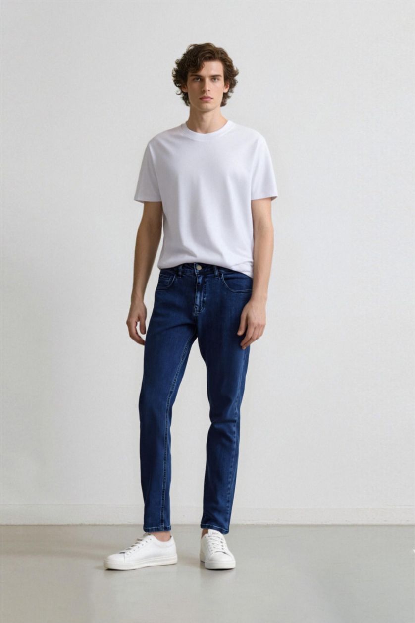 رجال أزرق غامق بنطلون جينز سيرجيو قصة عادية وخصر عادي