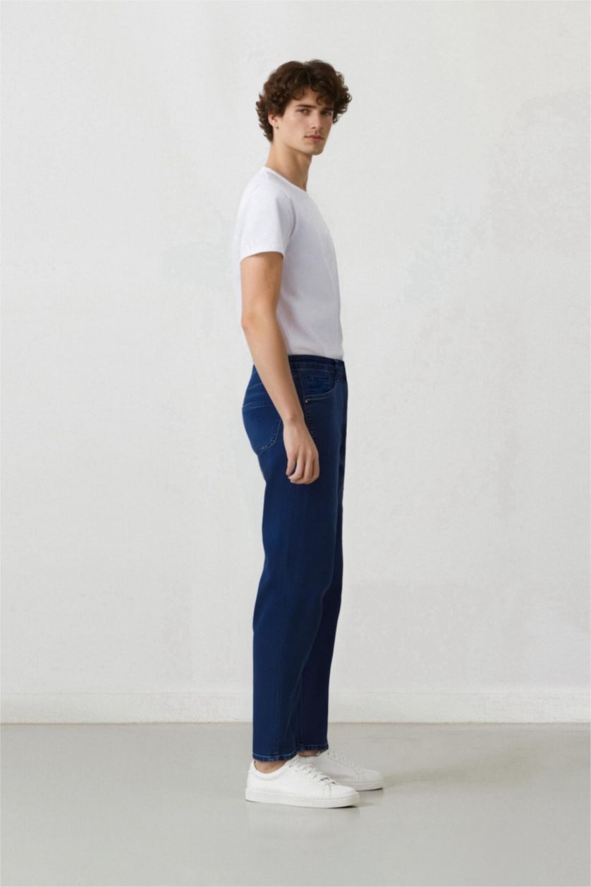 رجال أزرق غامق بنطلون جينز سيرجيو قصة عادية وخصر عادي