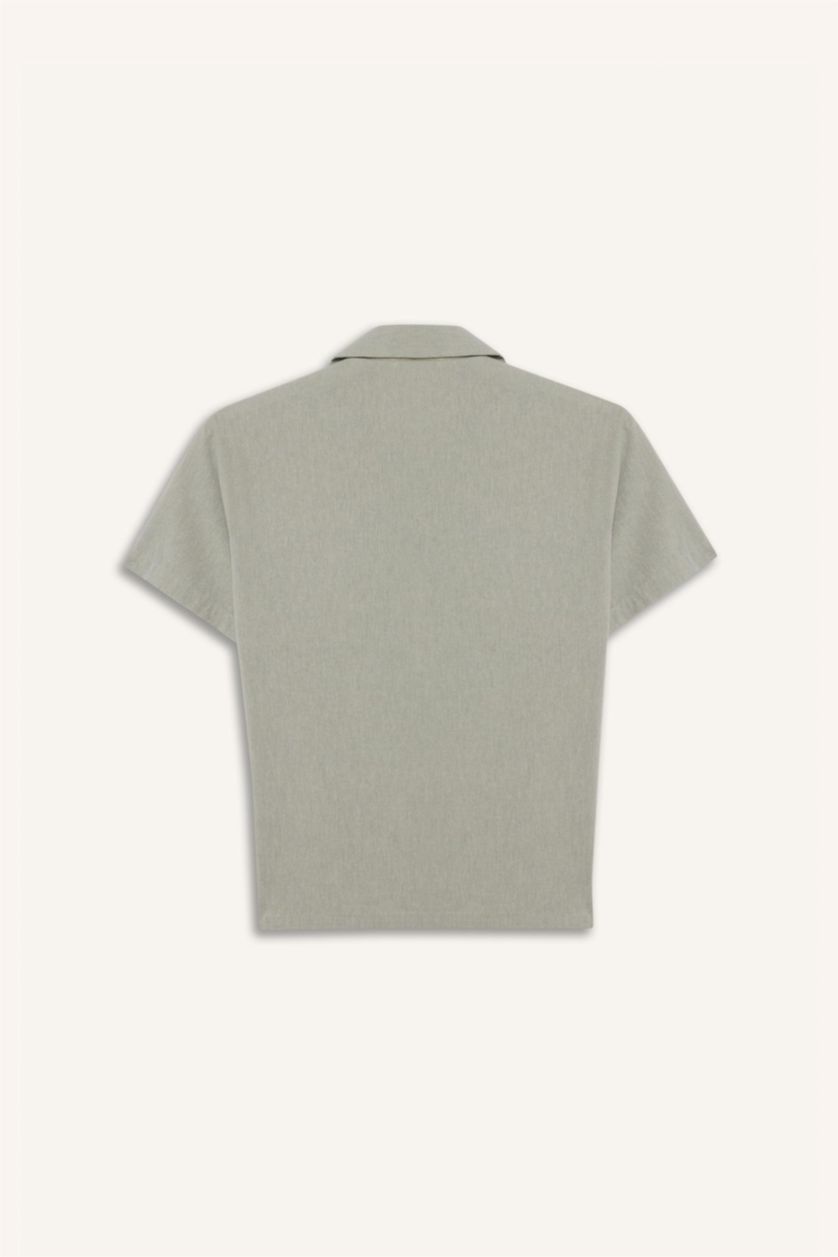 Erkek Çocuk - Genç Erkek Mint Oversize Geniş Kalıp Polo Yaka Müslin Kısa Kollu Gömlek Erkek Çocuk