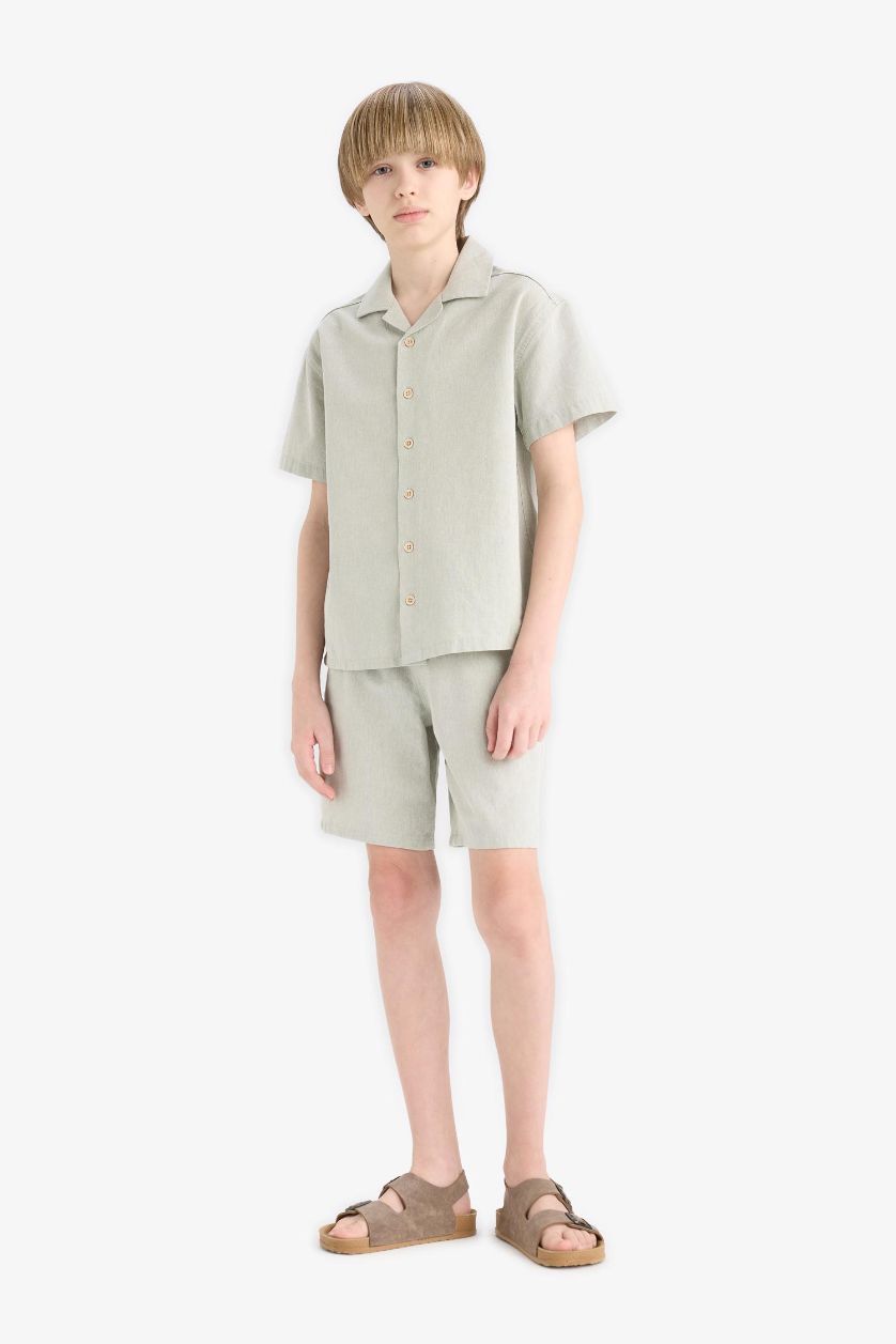 Erkek Çocuk - Genç Erkek Mint Beli Lastikli Şort Erkek Çocuk