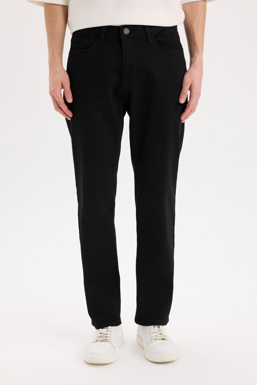 Erkek Siyah Diago Comfort Fit Rahat Kalıp Yüksek Bel Geniş Paça Siyah Jean Pantolon