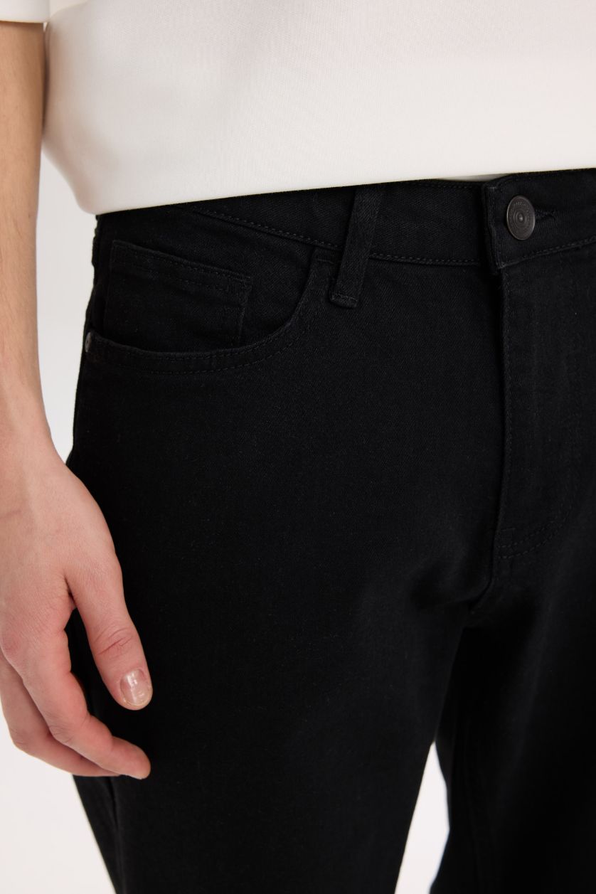 Erkek Siyah Diago Comfort Fit Rahat Kalıp Yüksek Bel Geniş Paça Siyah Jean Pantolon