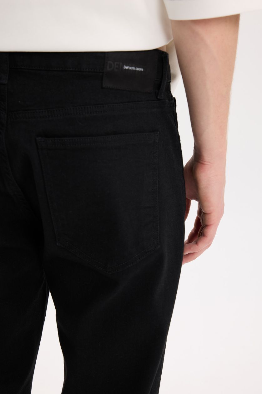 Erkek Siyah Diago Comfort Fit Rahat Kalıp Yüksek Bel Geniş Paça Siyah Jean Pantolon