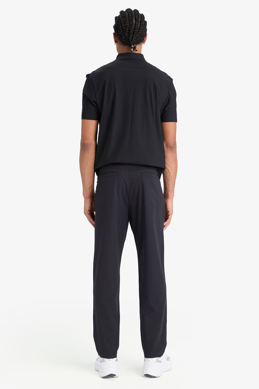 Erkek Siyah Slim Fit Dar Kesim Standart Paça Esnek Multifonksiyonel Dokuma Sporcu Pantolon