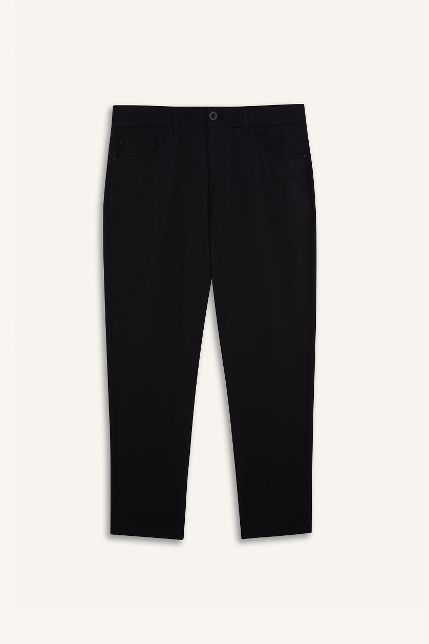 Erkek Siyah Slim Fit Dar Kesim Standart Paça Esnek Multifonksiyonel Dokuma Sporcu Pantolon