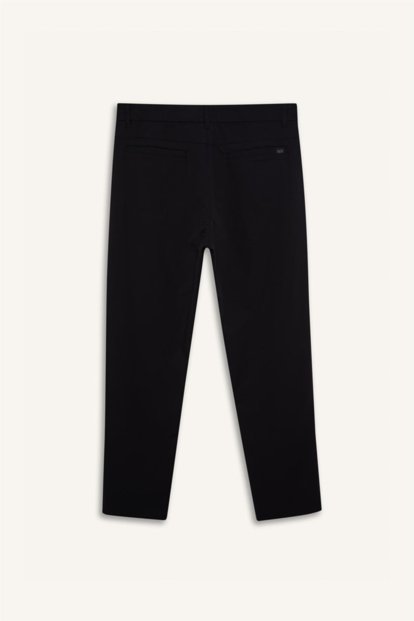 Erkek Siyah Slim Fit Dar Kesim Standart Paça Esnek Multifonksiyonel Dokuma Sporcu Pantolon