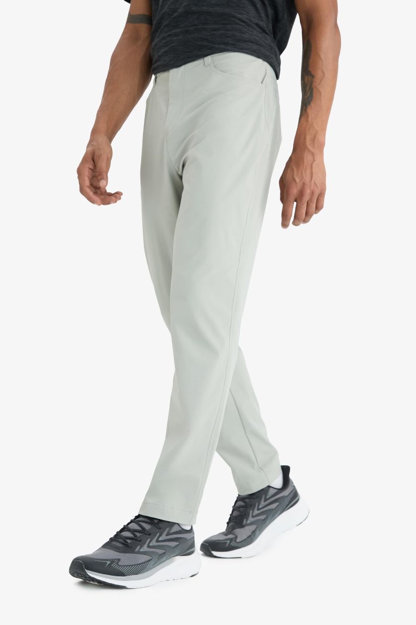 Erkek Gri Slim Fit Dar Kesim Standart Paça Esnek Multifonksiyonel Dokuma Sporcu Pantolon