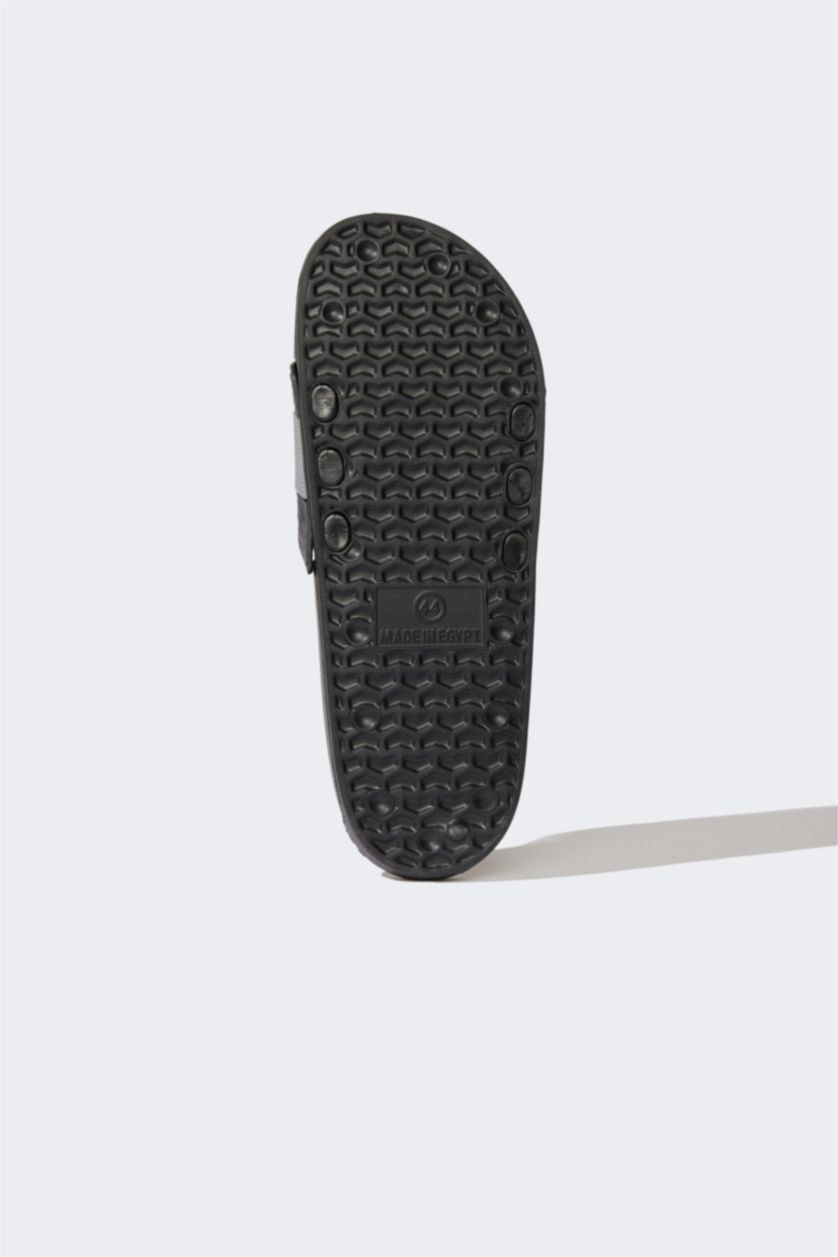 Man Black Man Flat Sole Single Band Eva Slippers