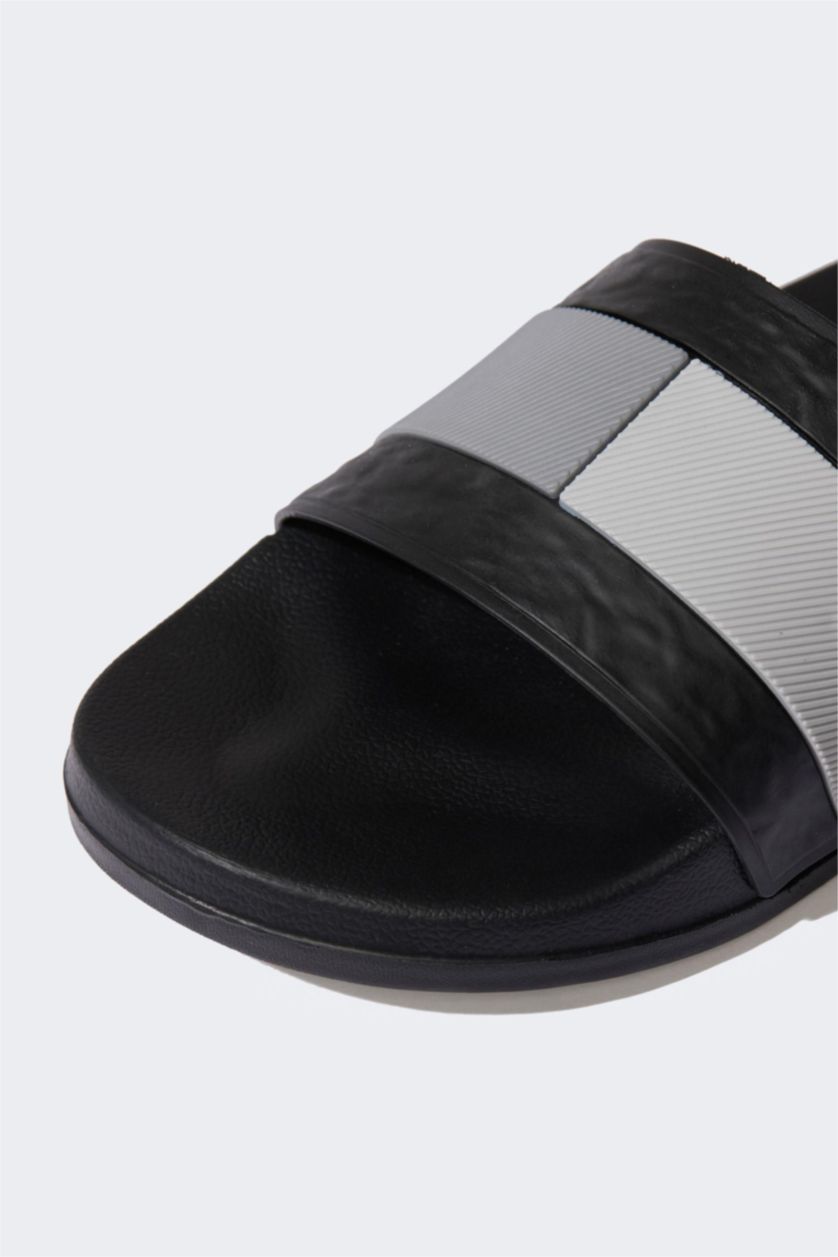 Man Black Man Flat Sole Single Band Eva Slippers
