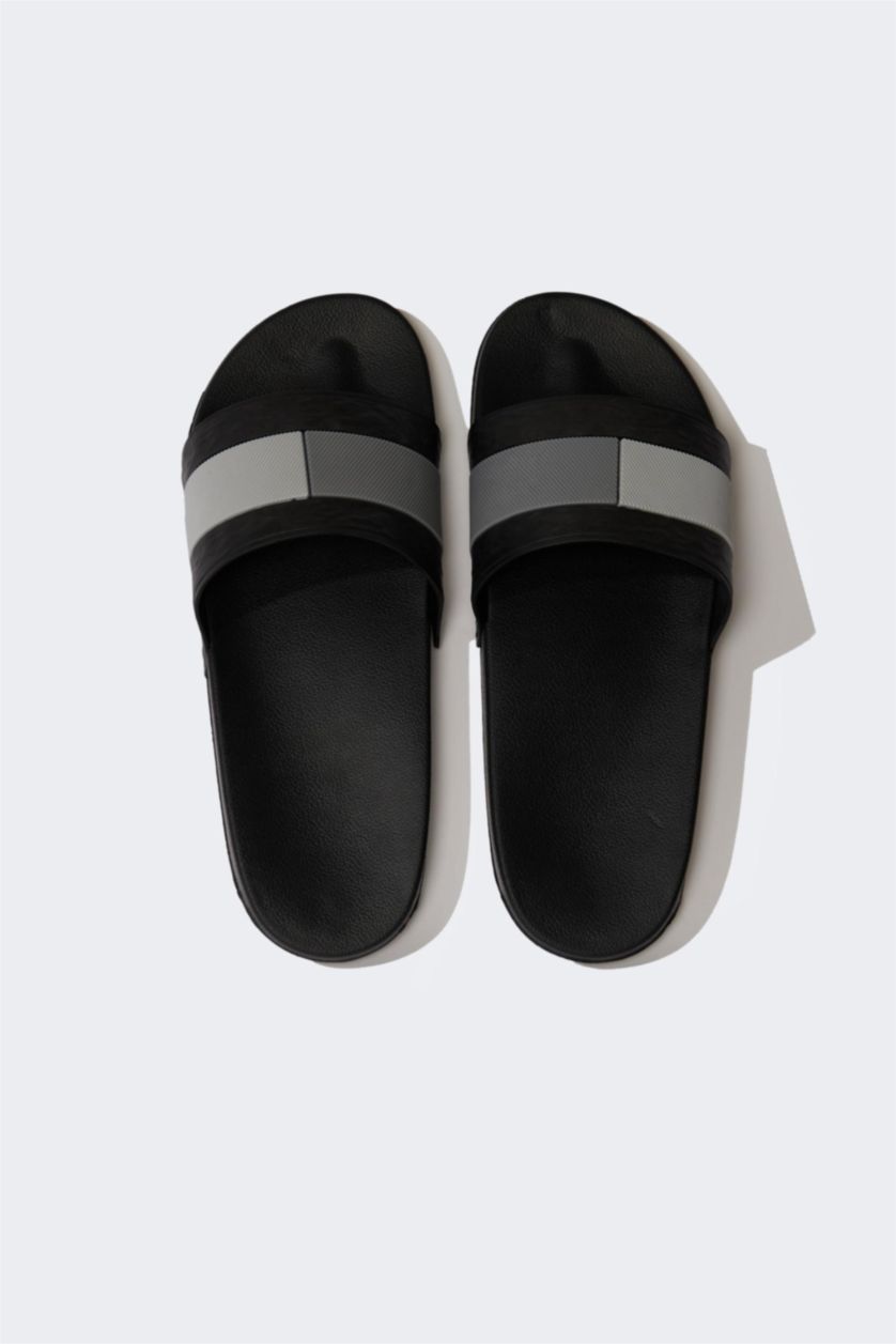 Man Black Man Flat Sole Single Band Eva Slippers