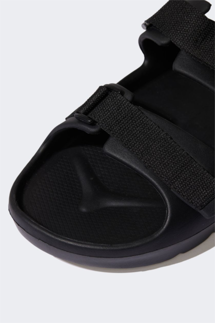 Erkek Siyah Erkek Düz Taban Çift Bantlı Eva Terlik