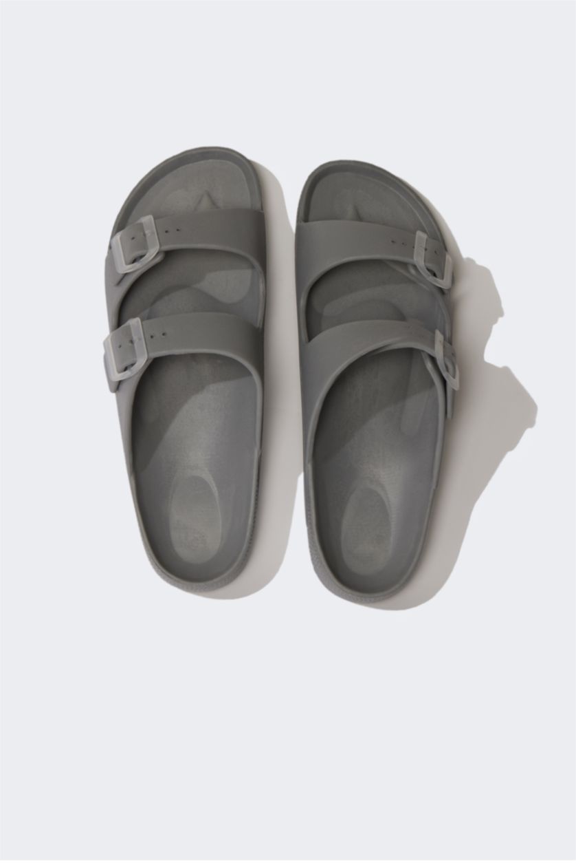 Man Anthracite Man Flat Sole Double Band Eva Slippers