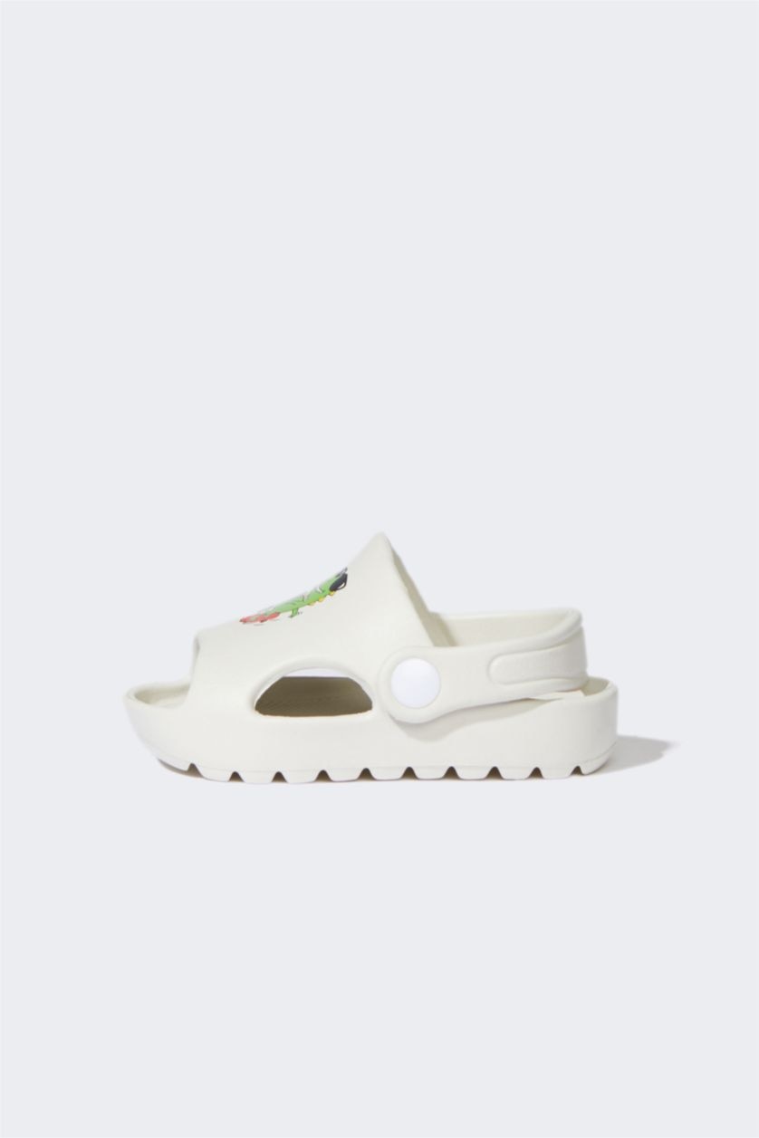 Erkek Çocuk - Genç Erkek Bej Tek Bantlı Düz Taban Eva Terlik Erkek Çocuk