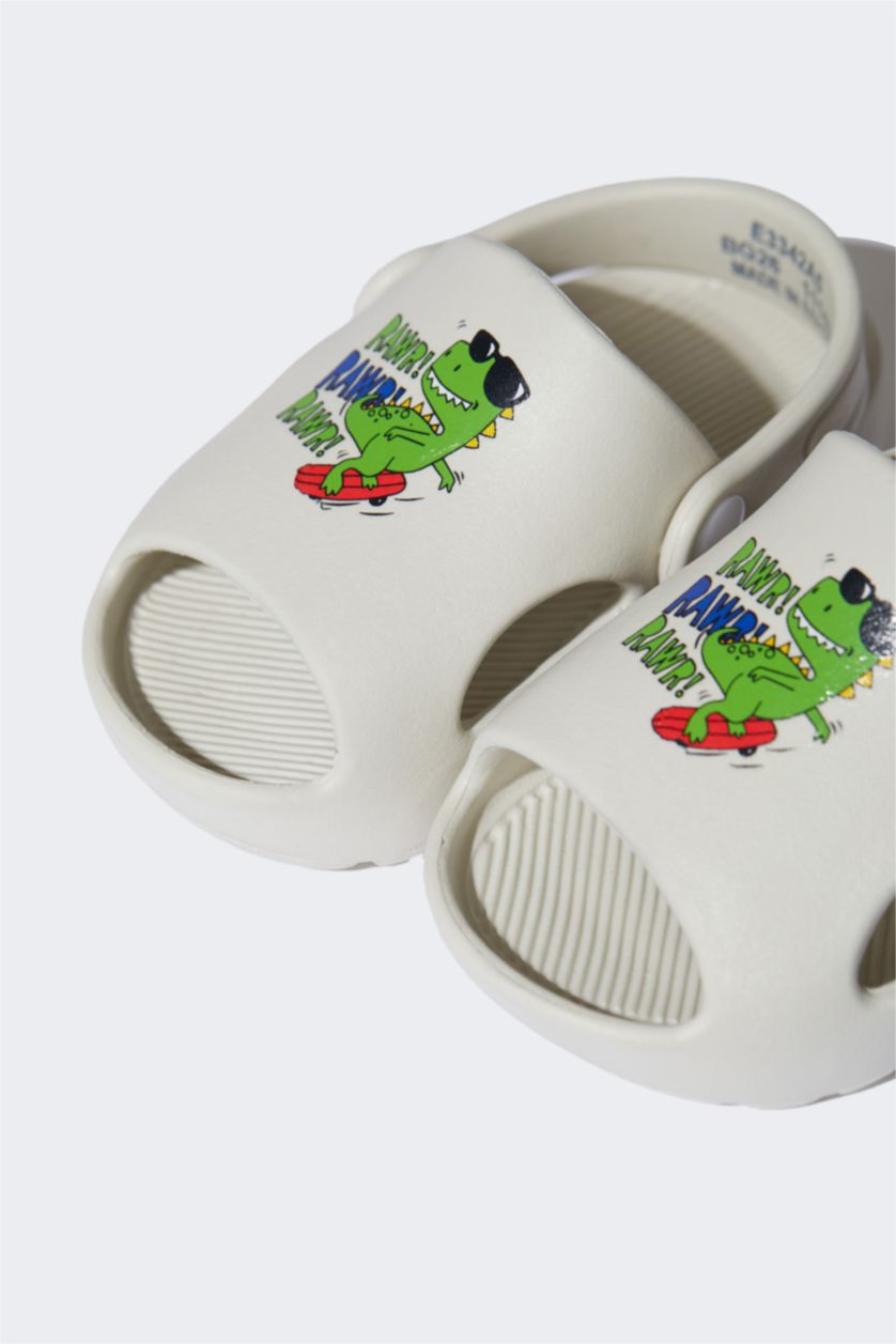 Erkek Çocuk - Genç Erkek Bej Tek Bantlı Düz Taban Eva Terlik Erkek Çocuk