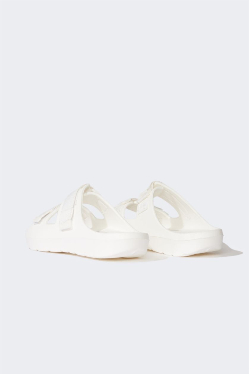 Kadın Beyaz Kadın Düz Taban Çift Bantlı Eva Terlik