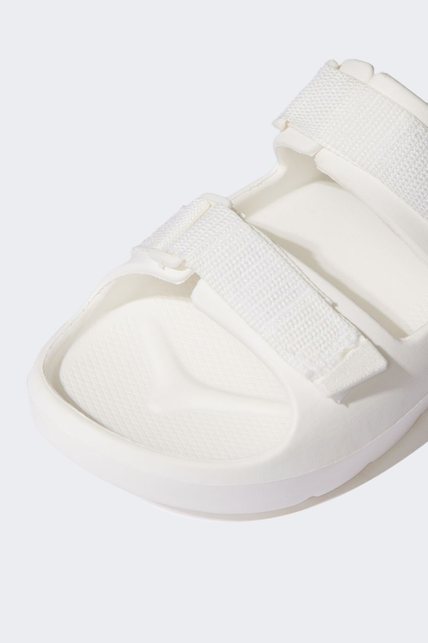 Kadın Beyaz Kadın Düz Taban Çift Bantlı Eva Terlik