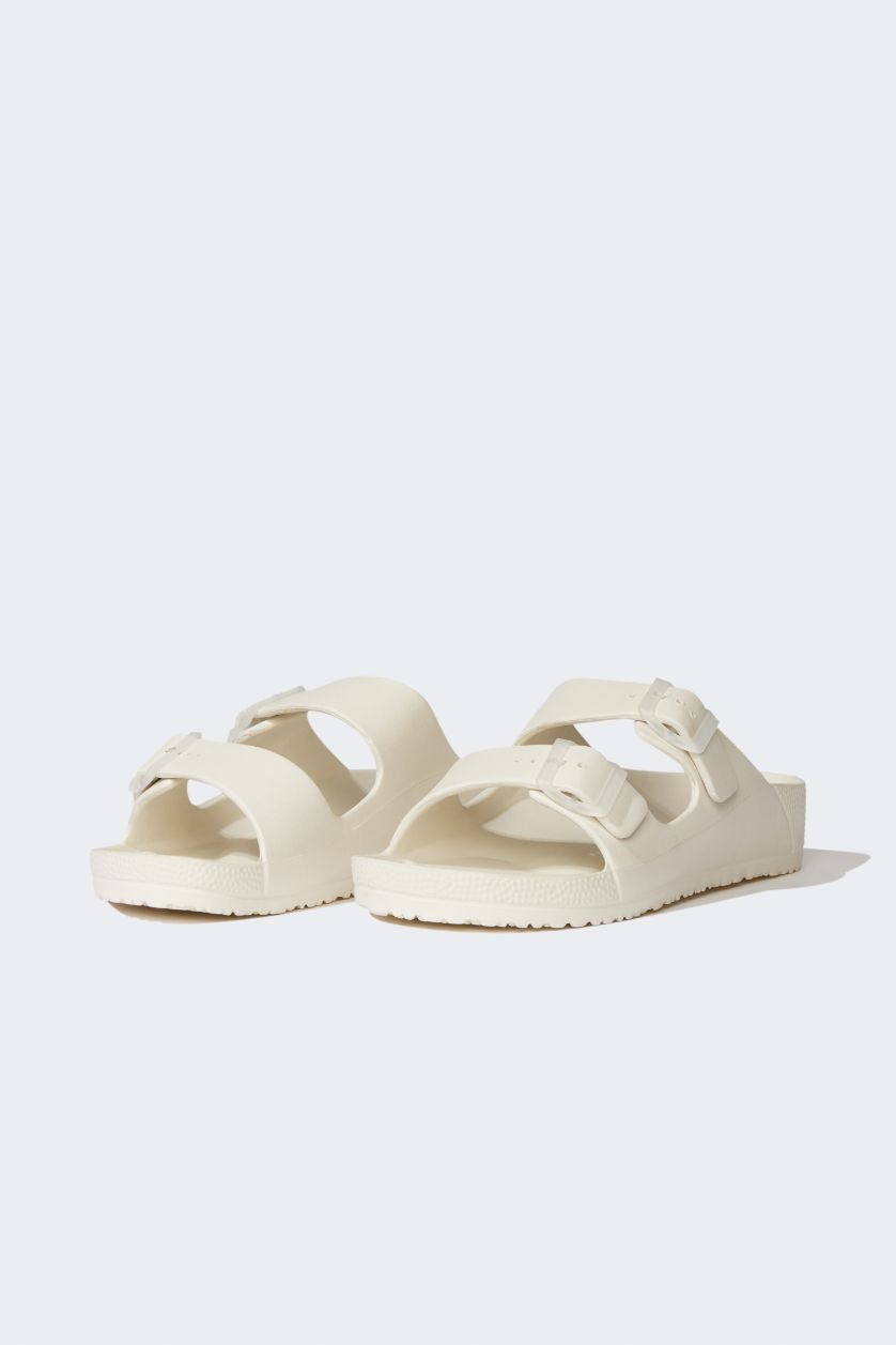 Woman Beige Woman Flat Sole Eva Slippers