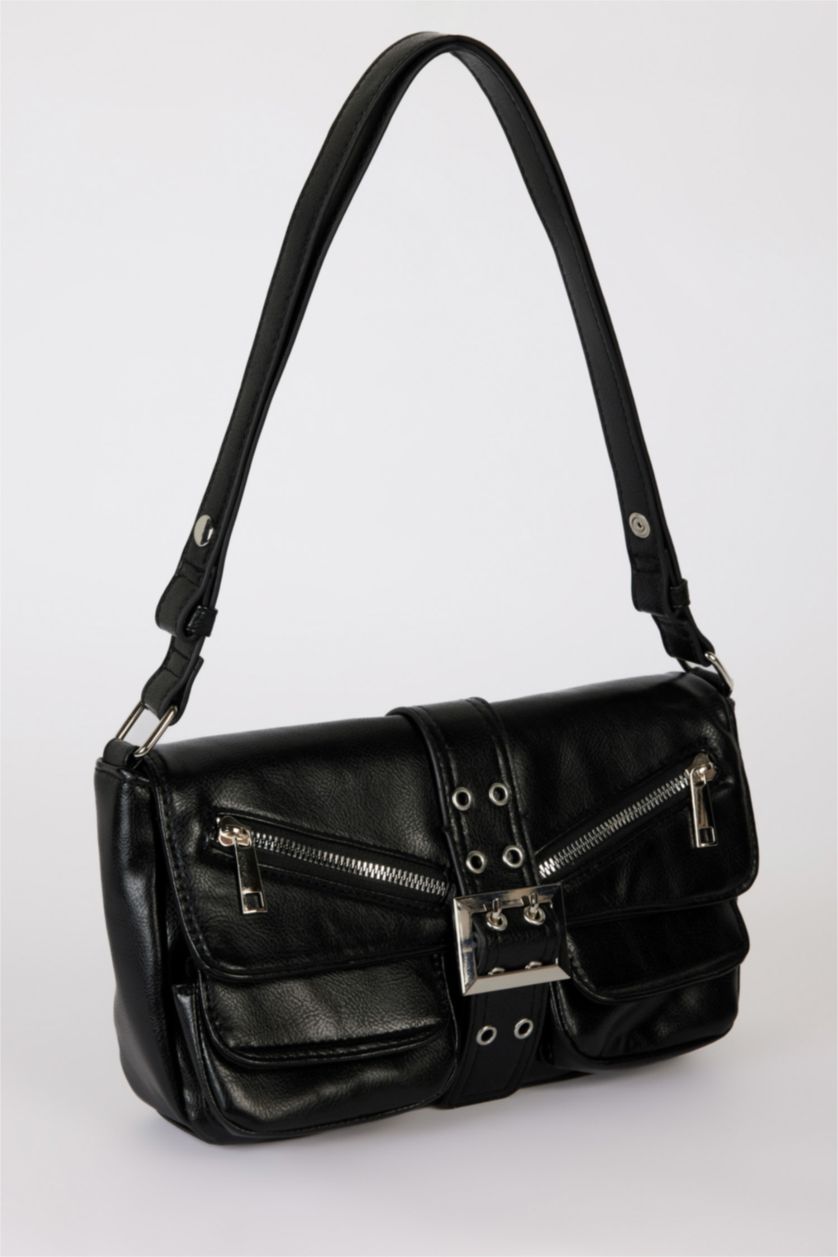 Woman Black Woman Faux Leather Shoulder Bag