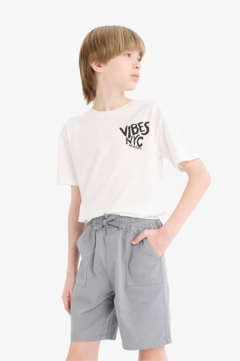 BOYS & TEENS Grey Boy Regular Fit Gabardine Shorts