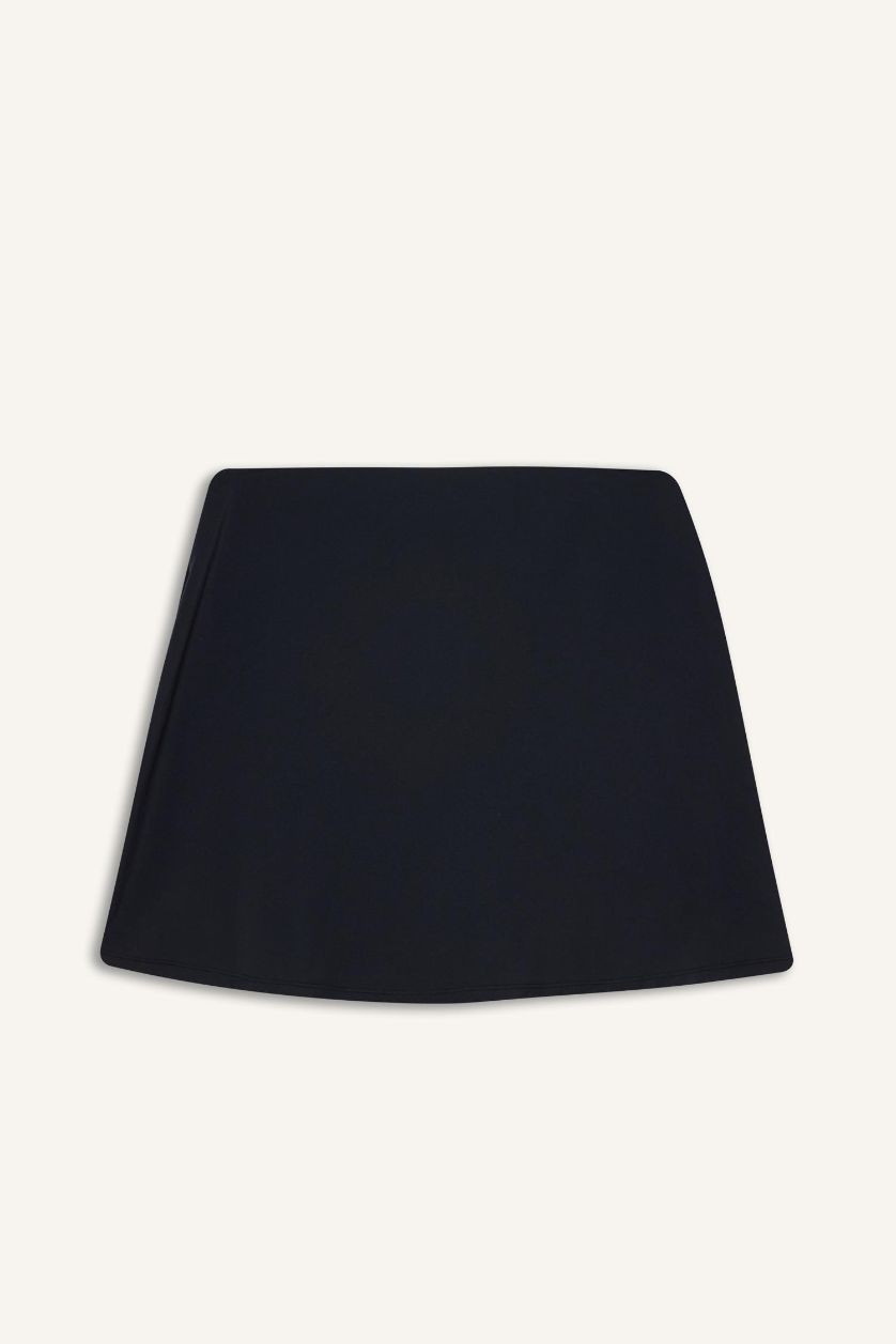 Kadın Siyah Standart Fit İçi Taytlı Mini Etek