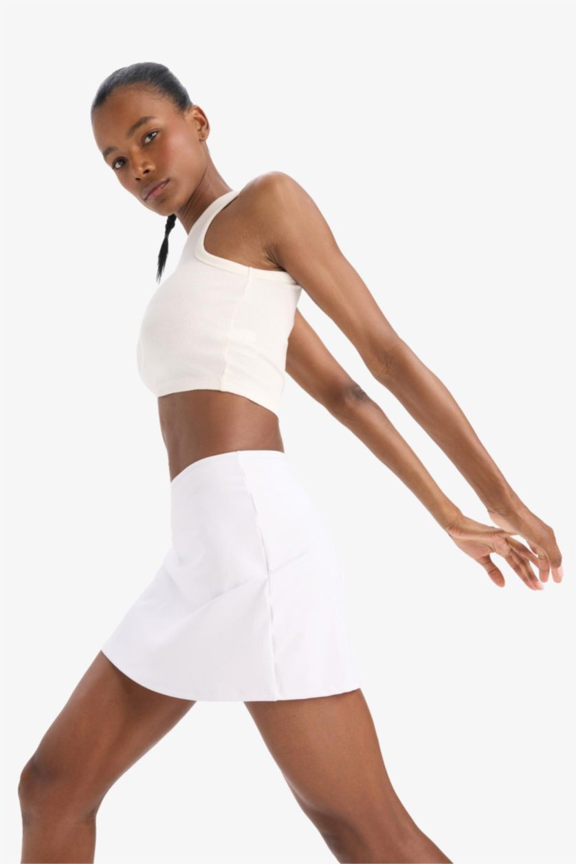 WOMAN White DeFactoFit Standard Fit With Leggings Mini Skirt