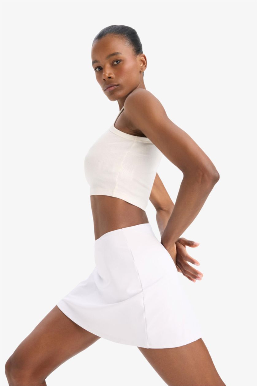 WOMAN White DeFactoFit Standard Fit With Leggings Mini Skirt