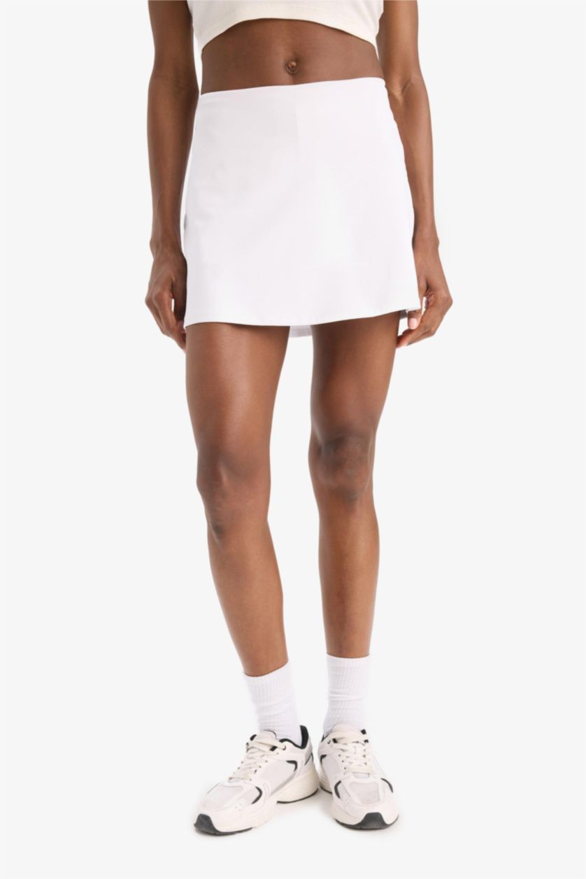 WOMAN White DeFactoFit Standard Fit With Leggings Mini Skirt