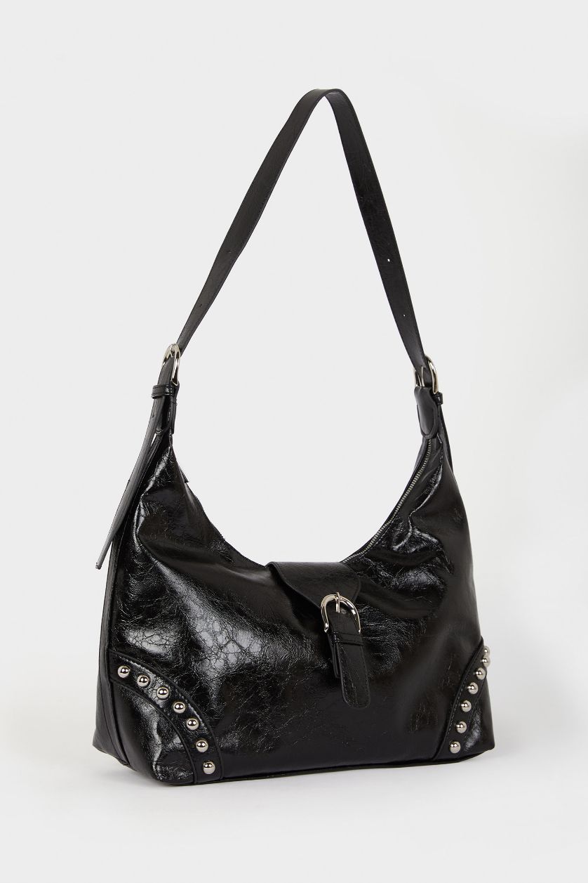 نساء أسود جنطة كتف نسائي جلد صناعي