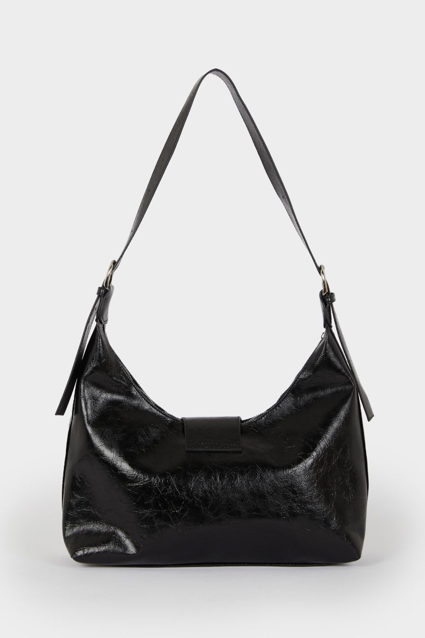 نساء أسود جنطة كتف نسائي جلد صناعي