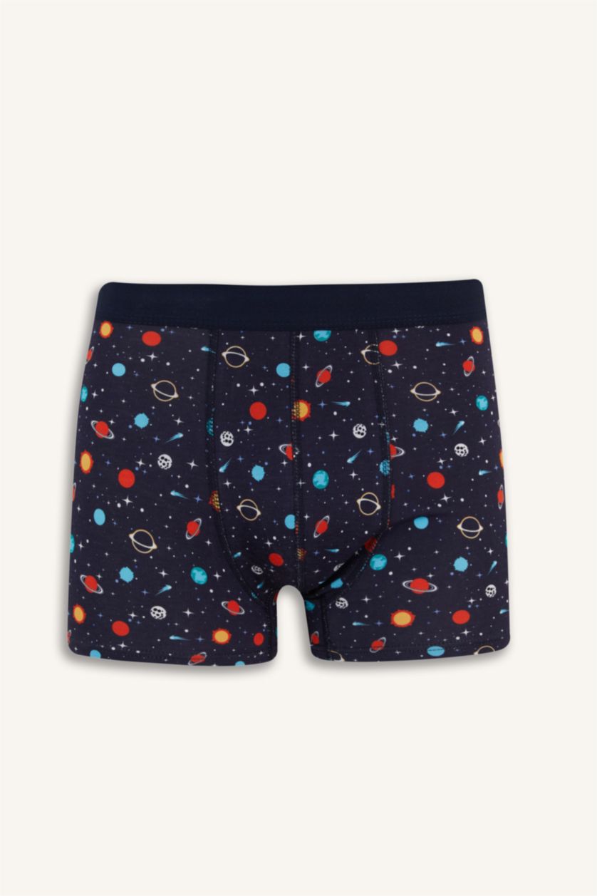 Erkek Lacivert Regular Fit Desenli 3'lü Boxer