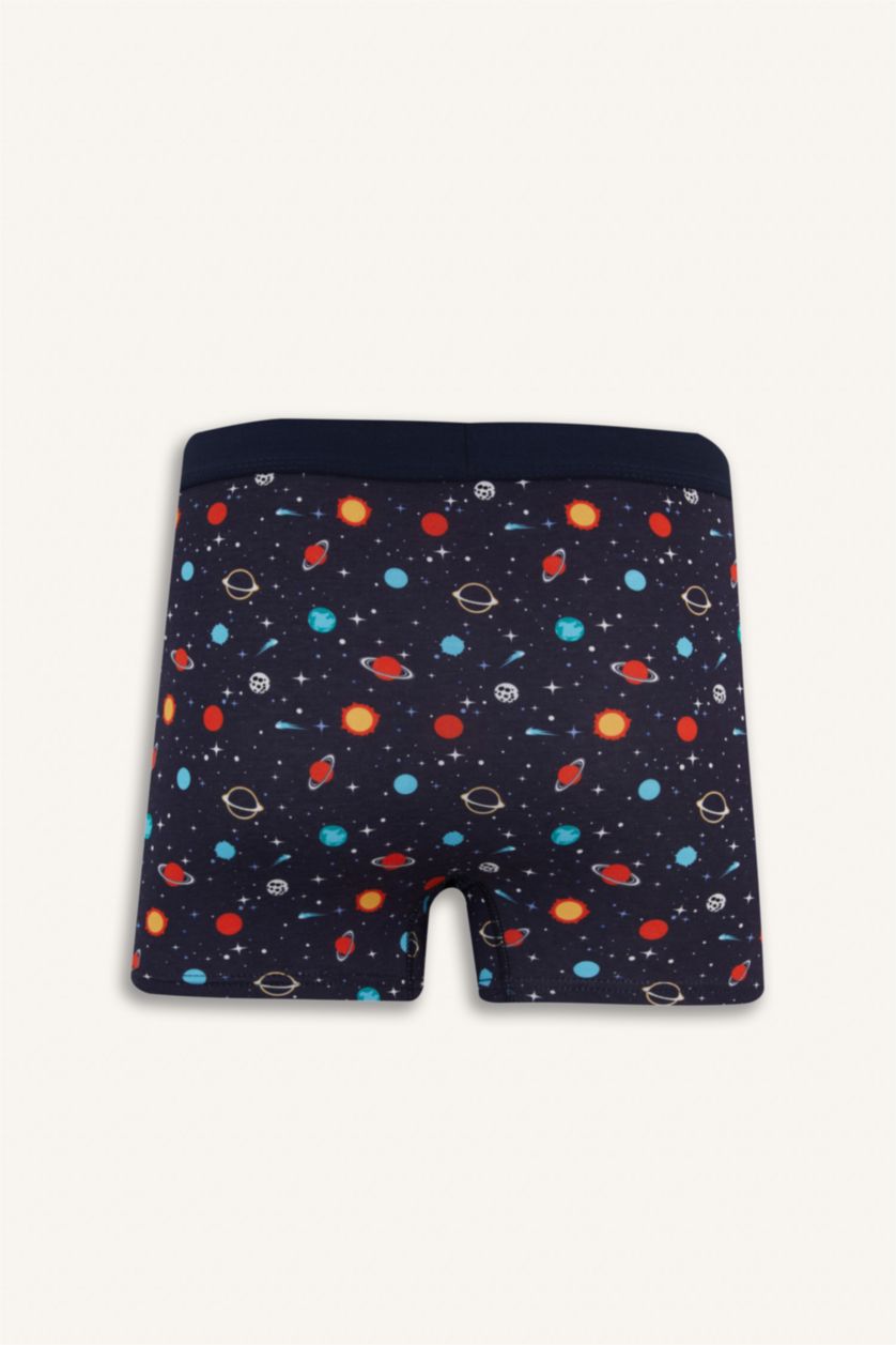 Erkek Lacivert Regular Fit Desenli 3'lü Boxer