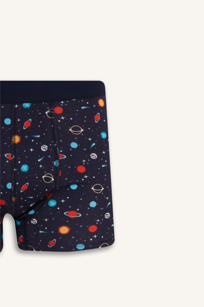 Erkek Lacivert Regular Fit Desenli 3'lü Boxer