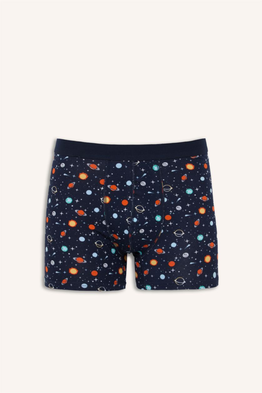 Erkek Lacivert Regular Fıt Desenli 3'lü Boxer
