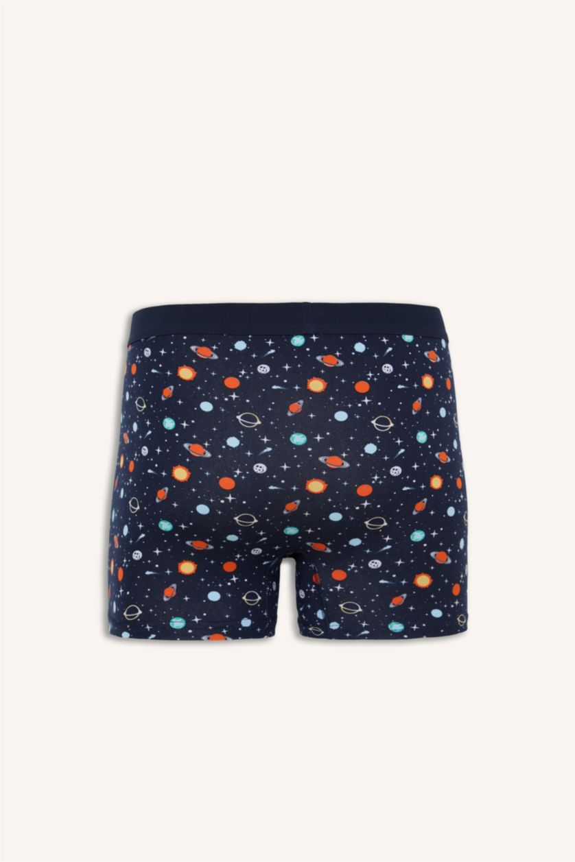 Erkek Lacivert Regular Fıt Desenli 3'lü Boxer